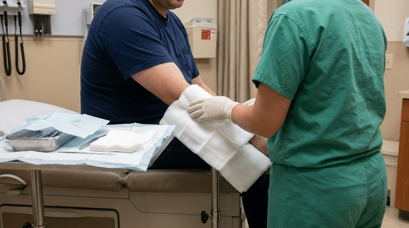 Puncture wound needing emergency treatment