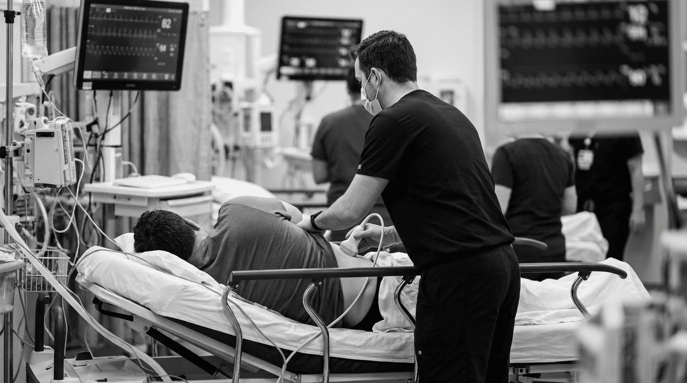 Trauma evaluation requiring emergency FAST ultrasound