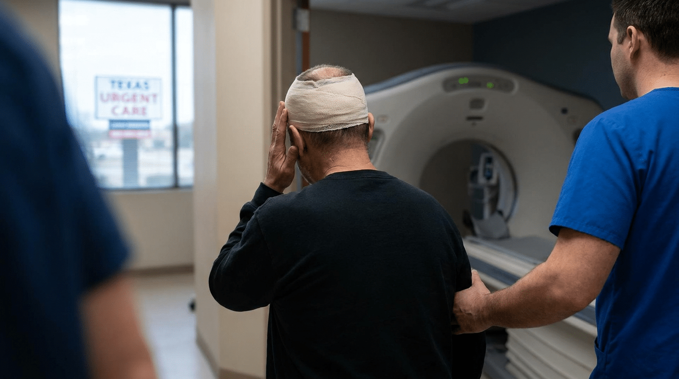Head injury requiring CT scan emergency imaging