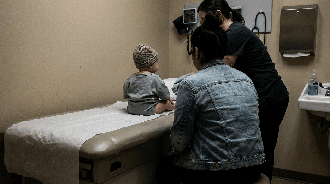 Child with high fever - thermometer showing dangerous temperature