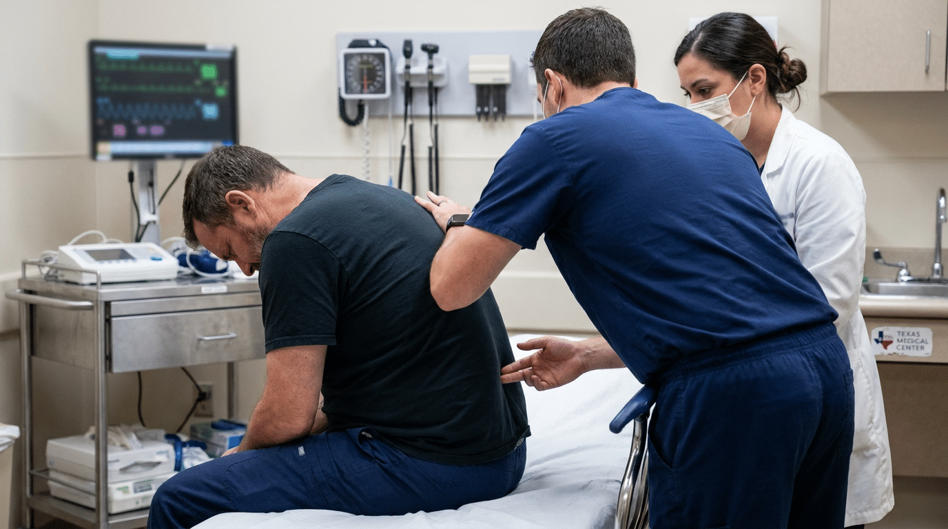 Patient with fever and back pain - infection emergency