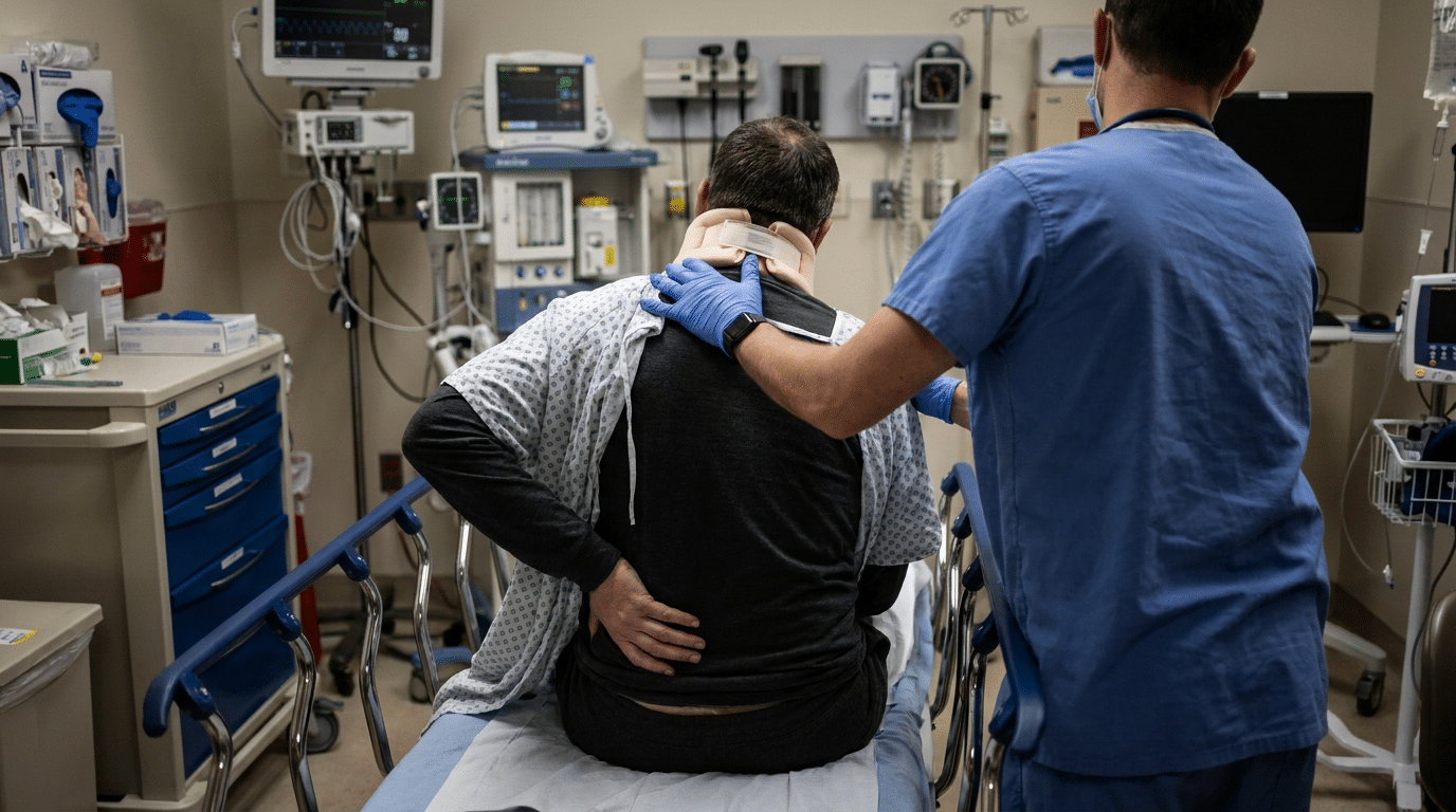 Severe back pain requiring emergency room evaluation