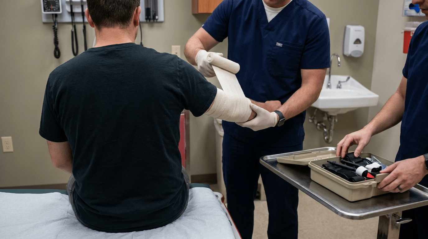 Deep laceration requiring emergency wound care