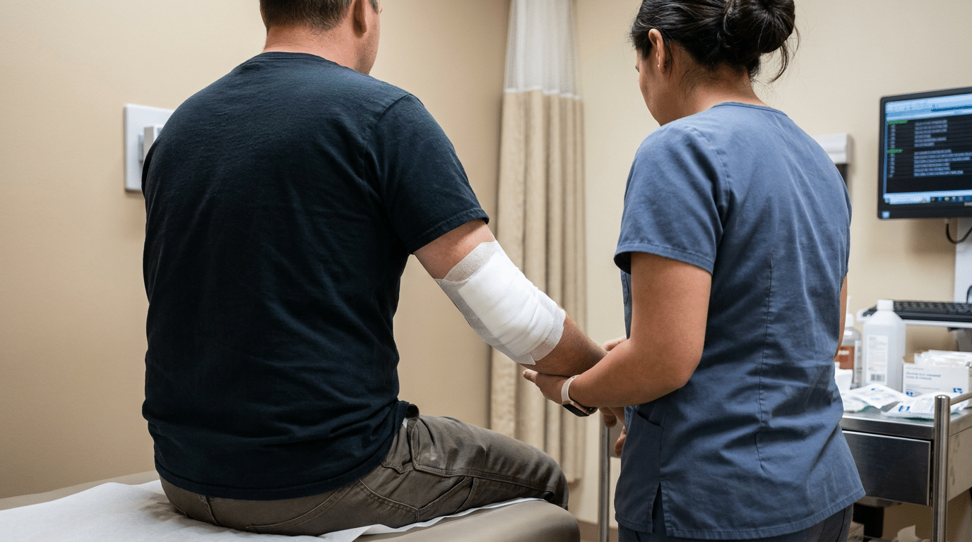 Heavy bleeding wound requiring emergency care
